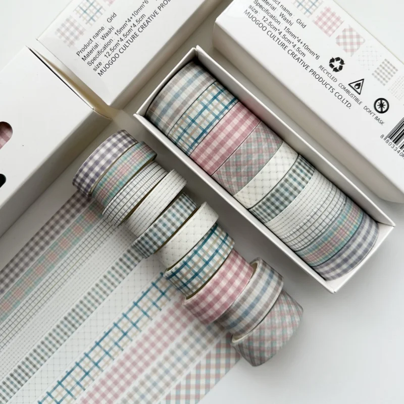 10 rollen retro rastermateriaal decoratie en papieren tape set DIY tijdschrift collage snijden briefpapier decoratie tape