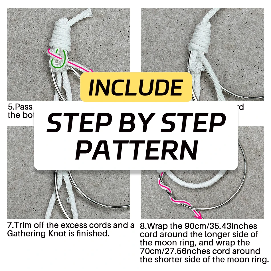 1 Set Bohemian Macrame Moon Crystal Suncatcher DIY Kit for Beginners, Handmade Hanging Home Decor Craft Kit with Tutorial