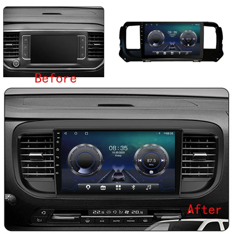 9 Inch Android Car GPS Navigation for Peugeot Traveller 2017‑2020, Bluetooth, WiFi, Wireless CarPlay