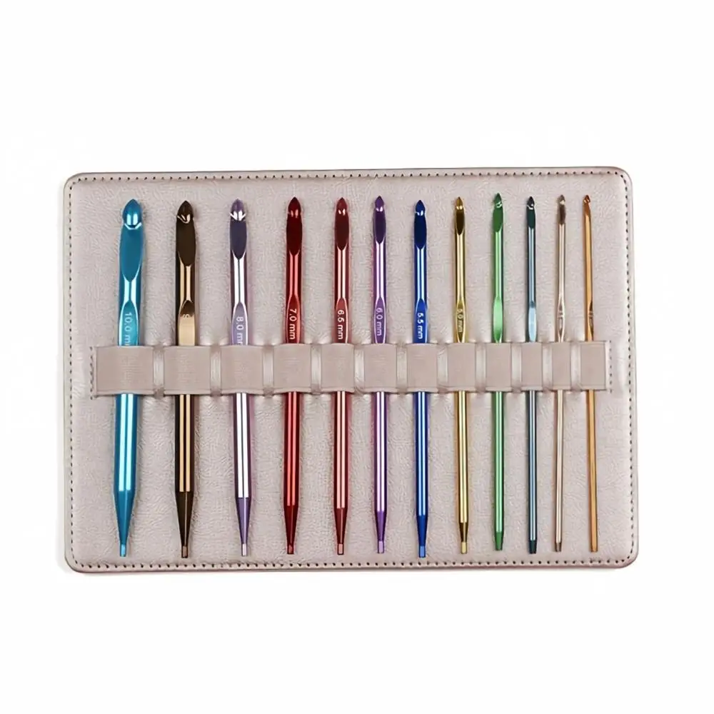 Tunisian Crochet Hook Set 12Pcs Detachable Interchangeable Aluminum Double Ended Tunisian Crochet Hook Knitting Yarn Supplies