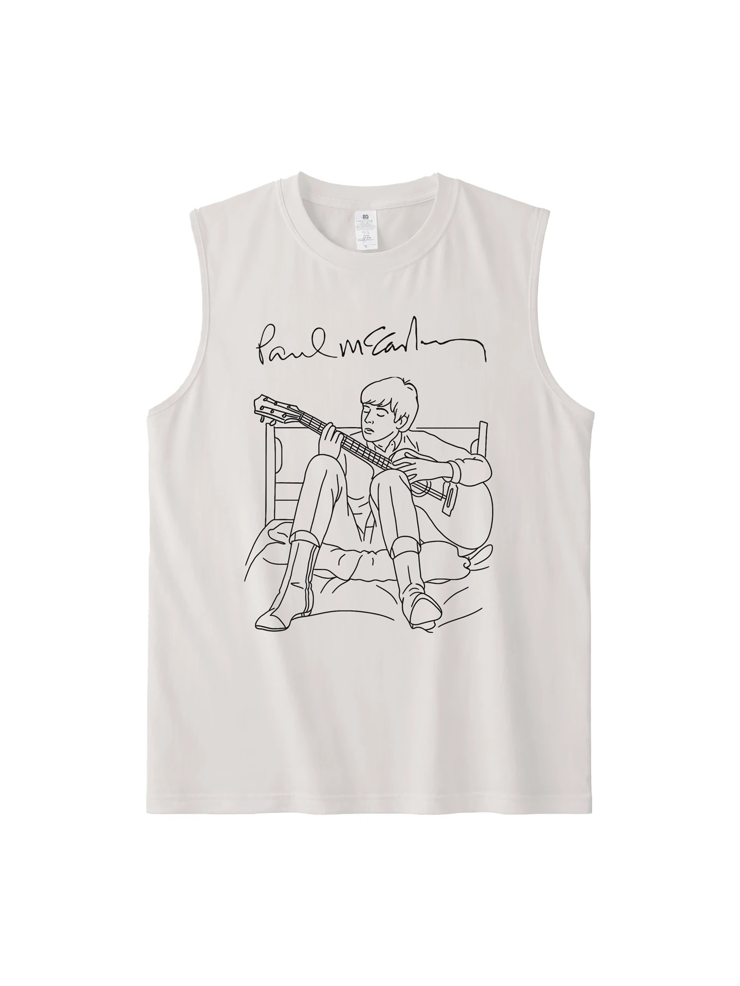 PauCartney Pure Cotton Rock Style Sleeveless Tank Top Portrait Graphic Tee Casual American Leisure Men's Summer Fashion