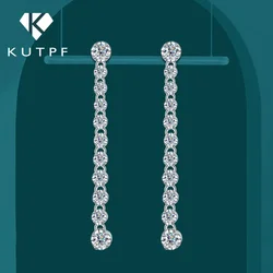 Long Tassels Moissanite Drop Earrings 925 Sterling Silver 18k Gold Sparkling Full Diamond Tennis Stud Earring For Womem Party