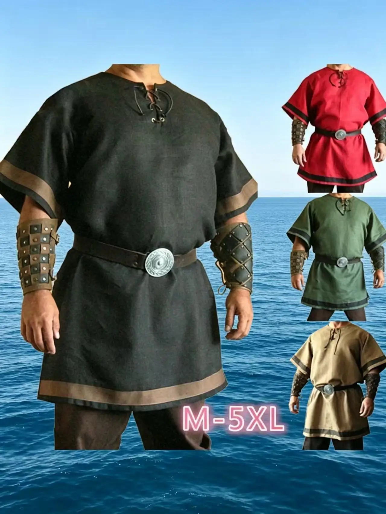

Armored Rework LARP's Medieval Viking Red Color Renaissance Fashion Coat Clothing
