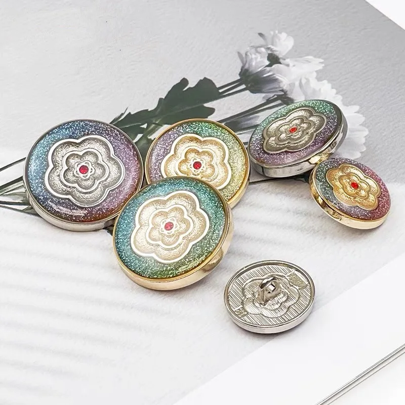 10pcs Colorful Gradient Women\'s Buttons For Clothing Vintage Suit Coat Dress Metal Button DIY Needlework Accessories