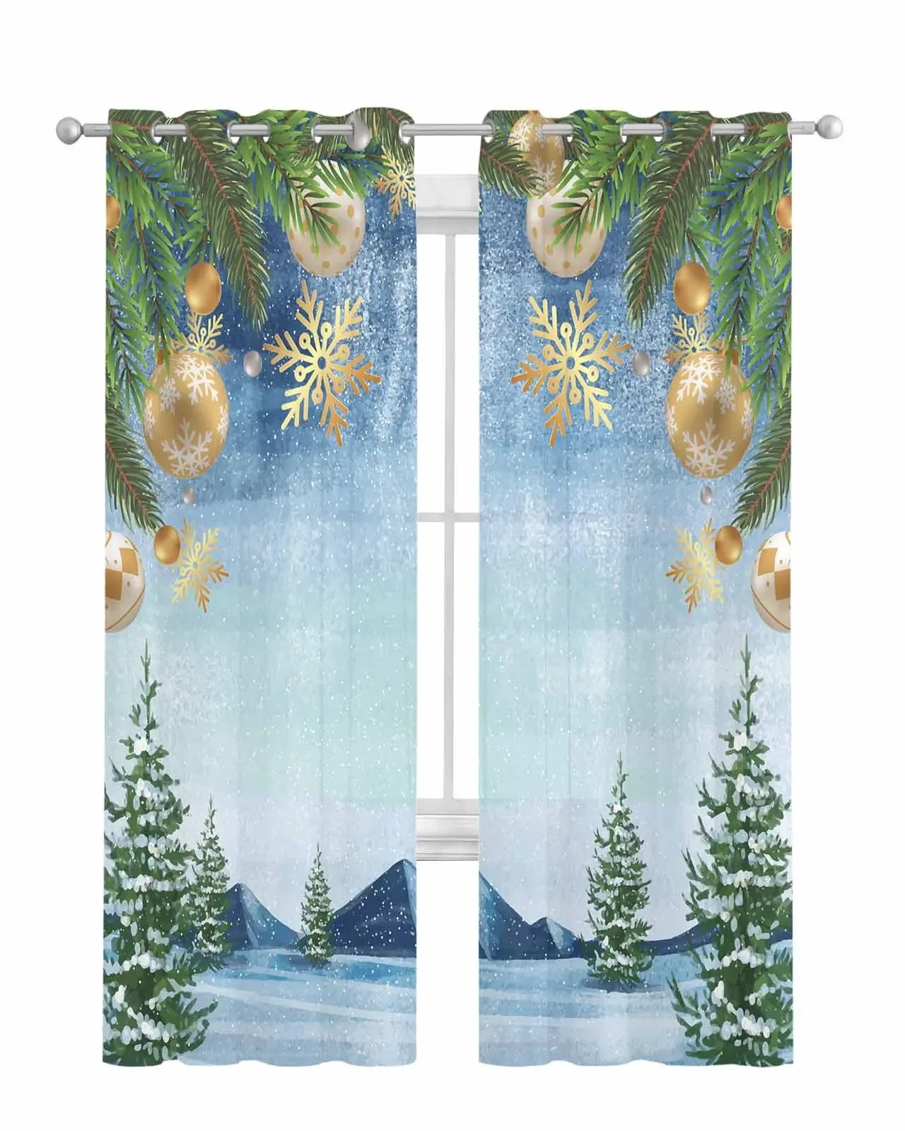 Room Curtain for Quarto Luzes De Natal Flocos De Neve Elegant Room Curtains Home Interior Curtains Shade Living Blackout Bedroom