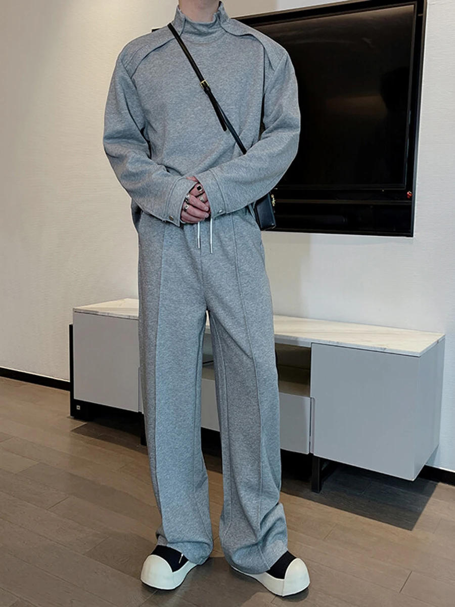 

Корейский свободный повседневный комплект спортивной одежды с широкими брюками, толстовка с капюшоном Long Sve, мужская модная весенняя коллекция из полиэстера