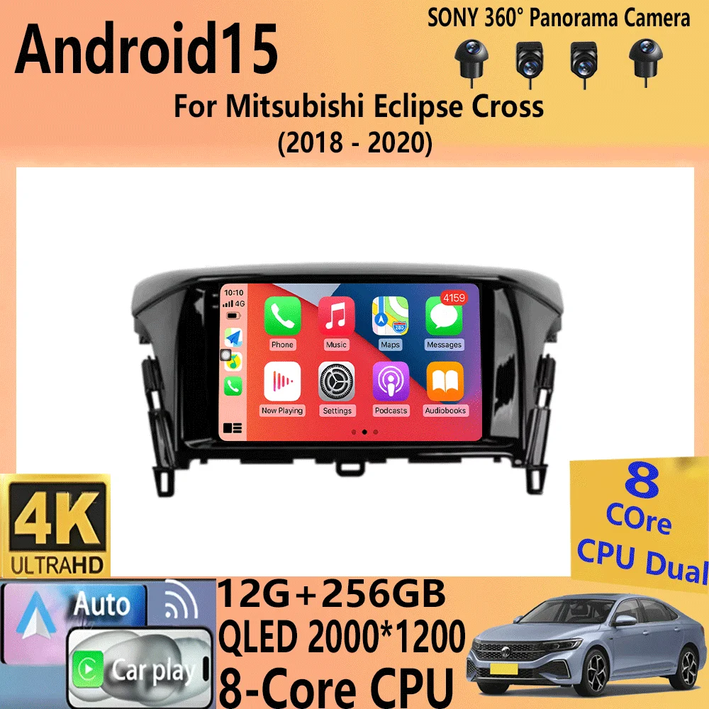 Car Radio Andorid 15 Carplay Auto For Mitsubishi Eclipse Cross 2018 2019 2020 Multimedia Video Player Navigation GPS 2din Stereo