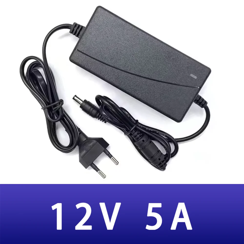 2024 Newest 12V 5A power adapter 5000mA 100V-240V 60W Converter  AC DC 12V 5A 2.1mm*5.5mm DC Plug Power Adapter for CCTV WiFi