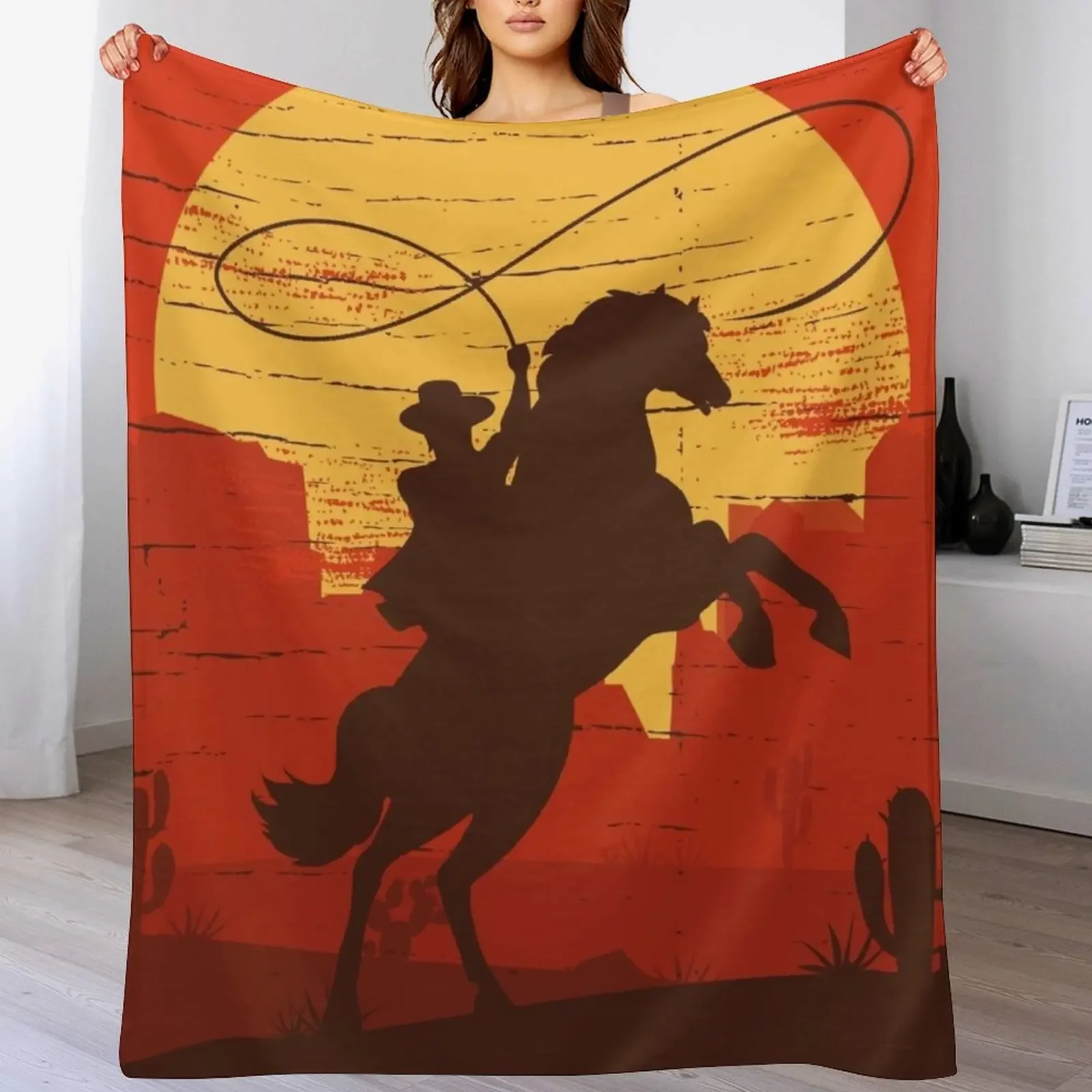

Cowboys of the Wild West - Riding Solo Throw Blanket Modern Design Soft Blanket for Home Decor