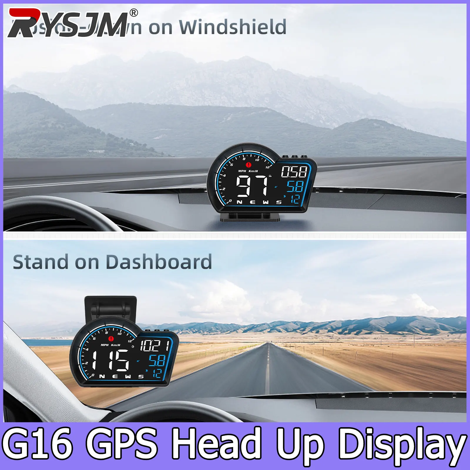 G16 HUD GPS Speedometer for Car with Safe Driving Overspeed Alarm GPS for ALL Car Accessories On-board Computer Car