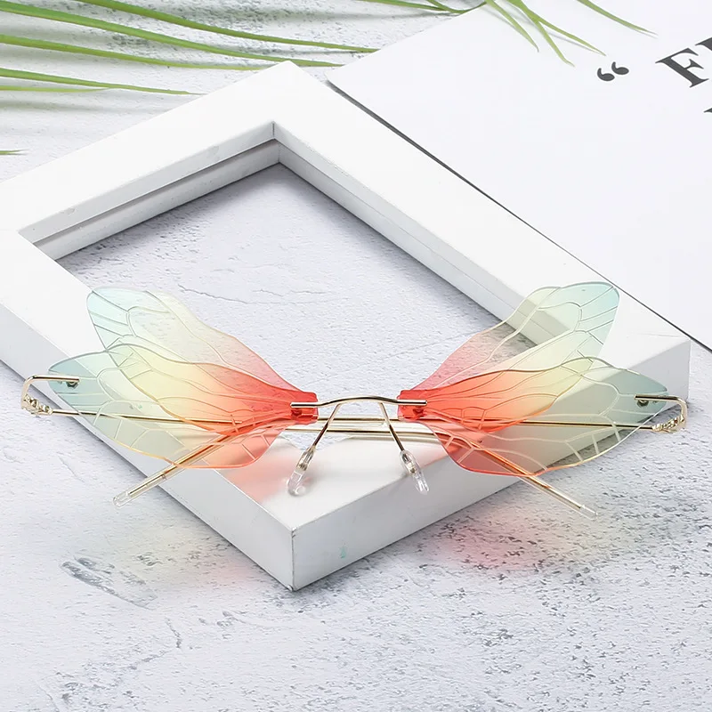 New Sunglasses Fashion Dragonfly Wings Frameless Sun Glasses Sunglasses Party Sunglasses