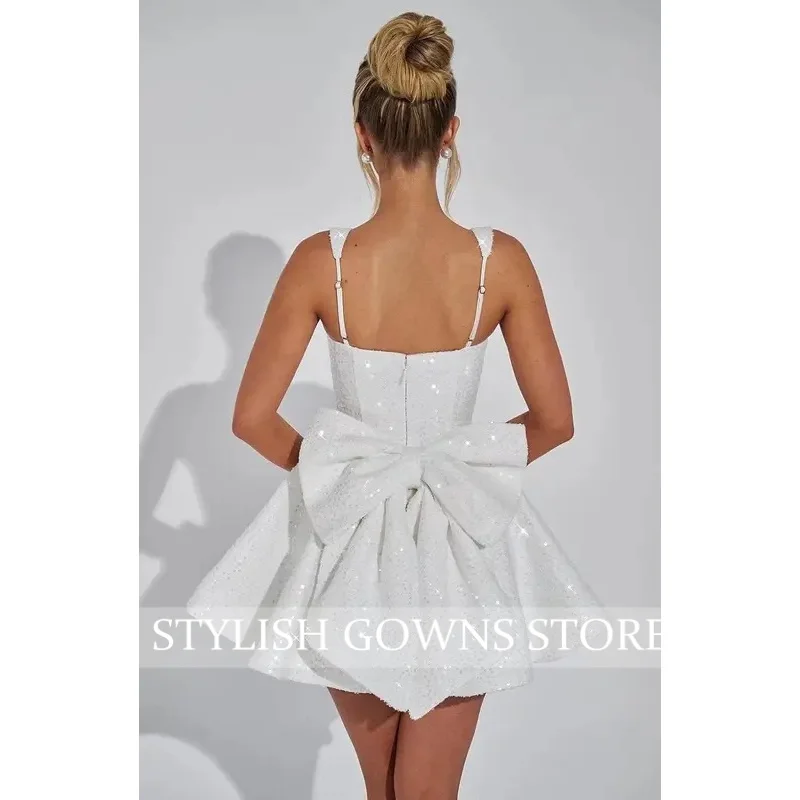 Square Collar Back To School Dress Spaghetti Strap Homecoming Gown Bow Backless Elegant Princess Birthday Party Customized