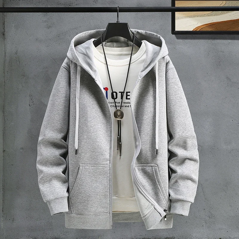 سترة فضفاضة للرجال بغطاء للرأس بسحاب سترة ربيع الخريف على الطراز الأمريكي ملابس رياضية للزوجين ملابس خارجية غير رسمية مقاس كبير #2