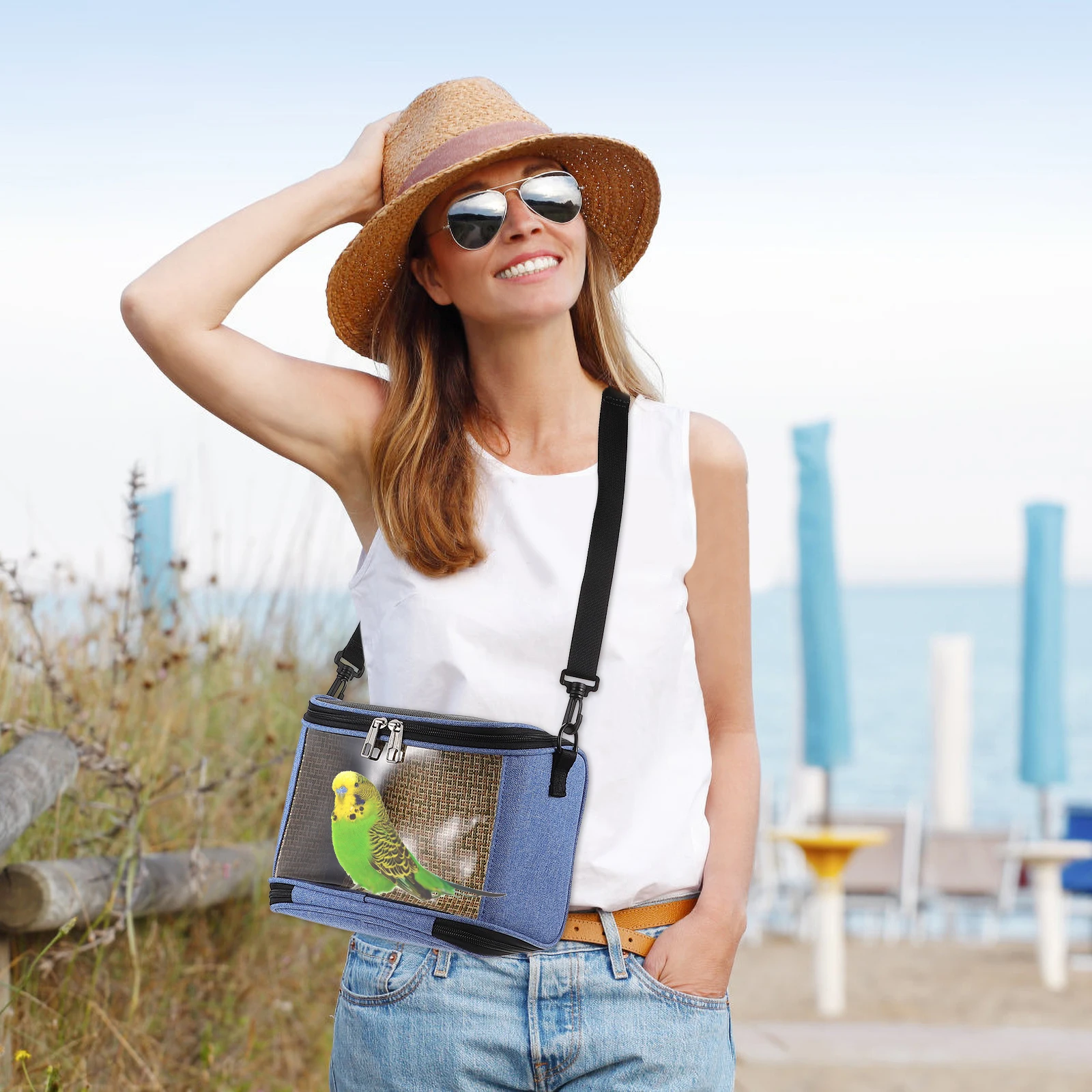 

Transparent Handheld Bird Cage Bag Portable Parrot Carrier Cross Body Pet Shoulder Pouch For Outdoor Carrying Pouch