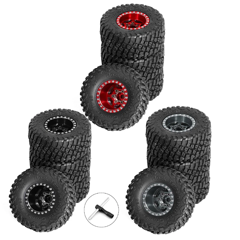 

4pcs 57mm 1.0" Metal Beadlock Wheel Tire Set For 1/18 1/24 RC Crawler Car TRX4M SCX24 AX24 FCX24 Upgrade Parts Accessories