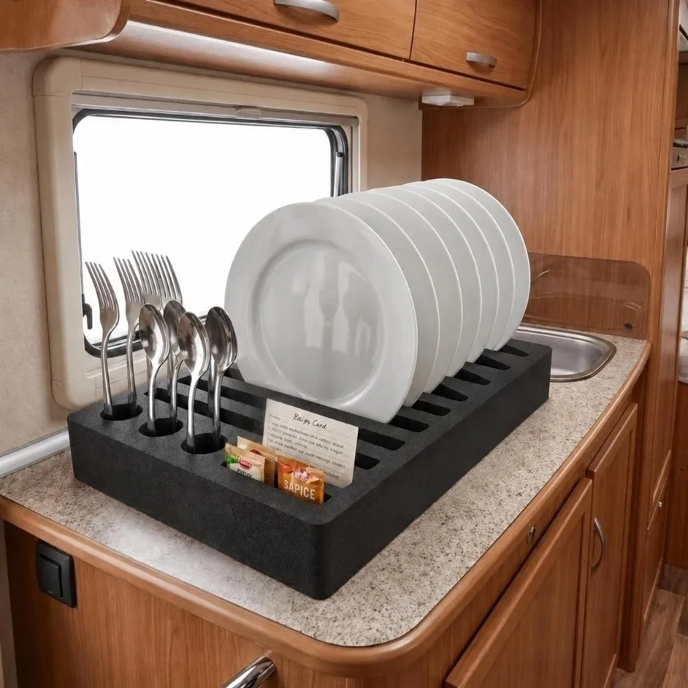 8/13 Slot Cup Holder Rack Durable Foam Drink Cup Organizer Space Saving Plate & Mug Compatible Glass Coaster Storage