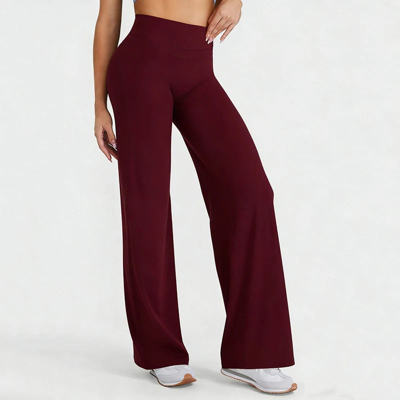 

Спортивные леггинсы для йоги с высокой талией и расклешенными штанинами для женщин, эффект "голой кожи", подтягивающие ягодицы, широкие брюки для пилатеса, бега и спорта