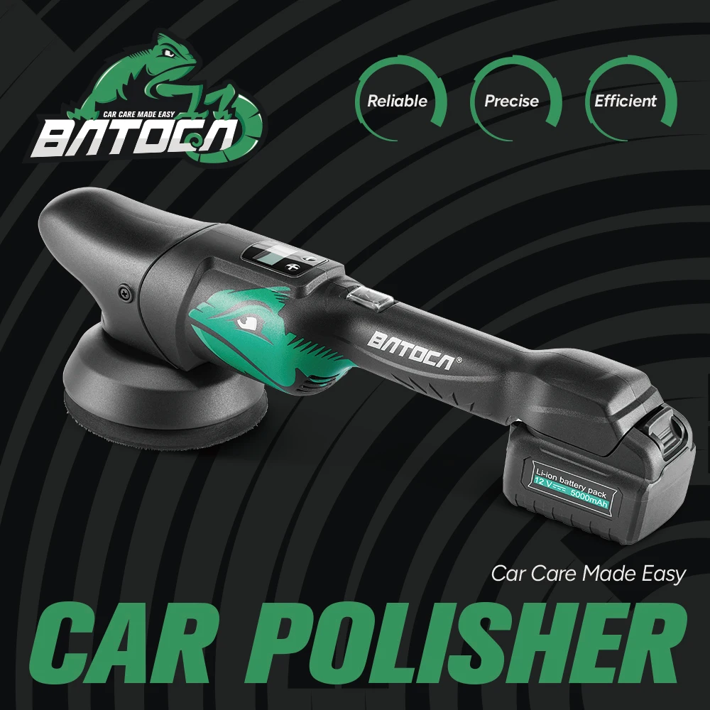 BATOCA S2 12V Cordless Car Polisher 5 Inch 8mm Dual Action Random Orbital Polishing Machine with Battery Kit