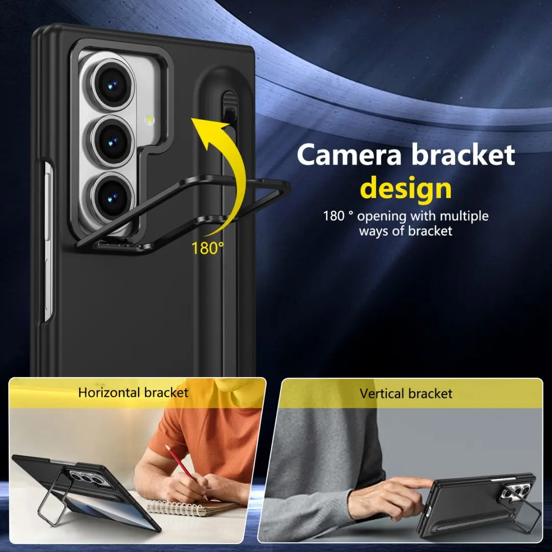 Etui na telefon Galaxy Fold5 S Pen z niewidoczną podpórką i wbudowaną osłoną ekranu do Samsung Fold6 Fold4 Fold3 Black — zdjęcie produktu 5