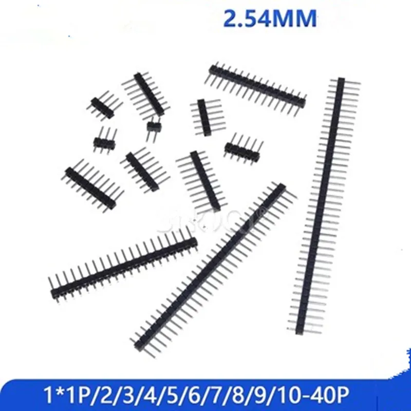 

10Pcs/lot 2.54mm Single Row Male 2~40P Breakaway PCB Board Pin Header Connector Strip Pinheader 2/3/4/5/6/8/10/12/20/40Pin