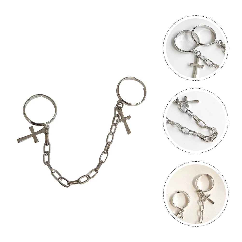 

Cross Ring Punk Style Alloy Jewelry Chain Shaped Metal Finger Rings Unique Design Fashion Bracelets Smooth Surface Lightweight