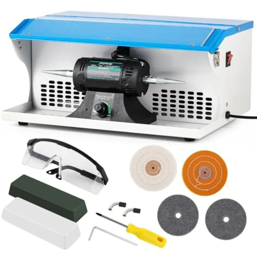 

800W Jewelry Polishing Machine Bench Buffer Polisher 110V Variable Speed Jewelry Polisher Machine with Dust Collector Exhaust F