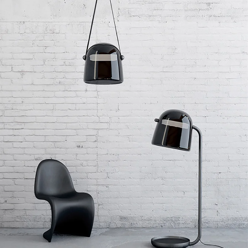 

Scandinavian LED ceiling chandelier for living room, dimmable, glass shade, brown leather sling, height adjustable Luster