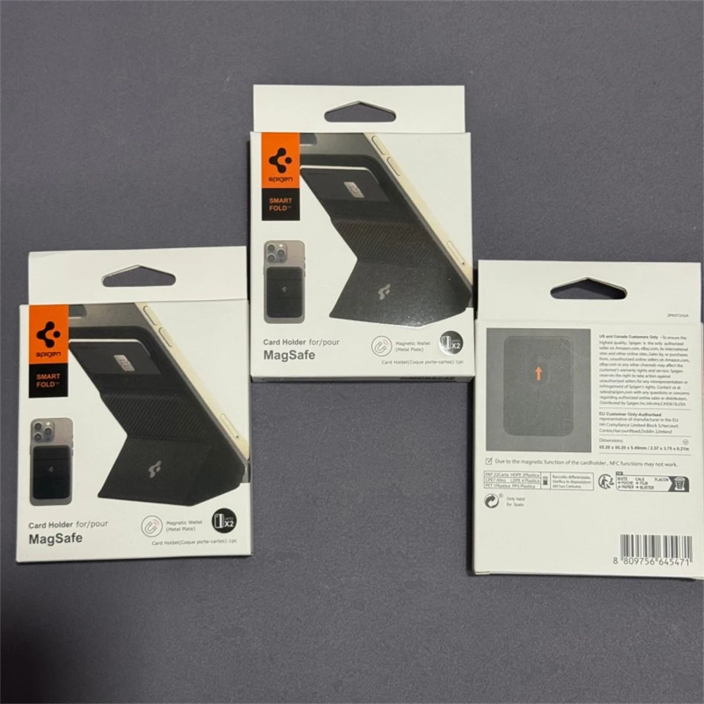 Spigen Leather Smart Fold For MagSafe Card Holder For iPhone 18 17 Air 12 13 14 Plus 15 16 17 Pro Max Folding Bracket Card Bag