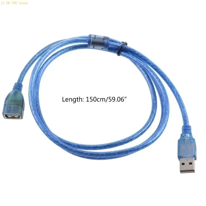 W3JE Blue USB 2.0 5ft 1.5m تمديد واضح جديد للذكور إلى موصل الكابلات الإناث