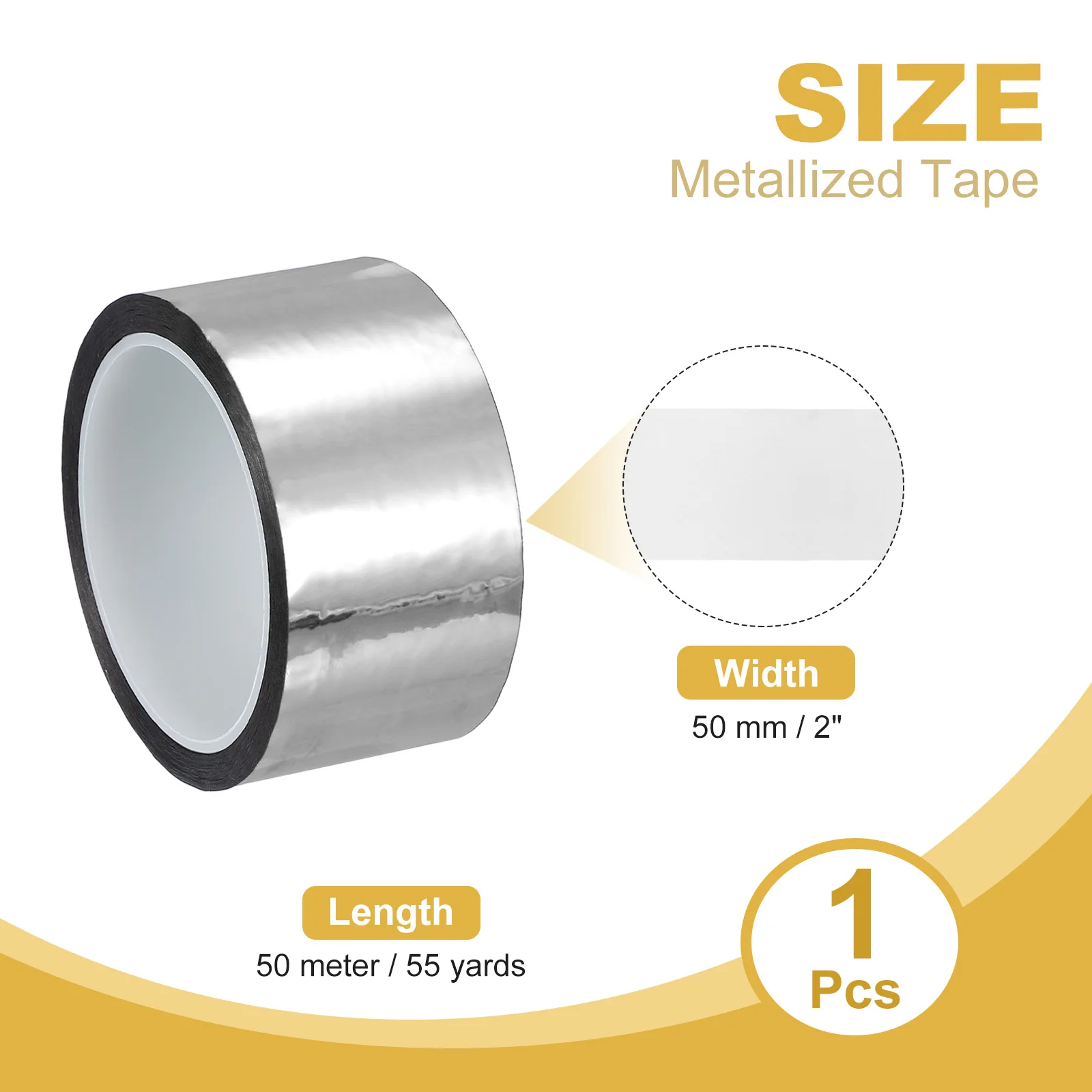 1Pcs Metalized Polyester Film Tape Metallic Decor Adhesive Mirror Tape for Detailing Accent Wall Graphic Arts Boat Trim Walls