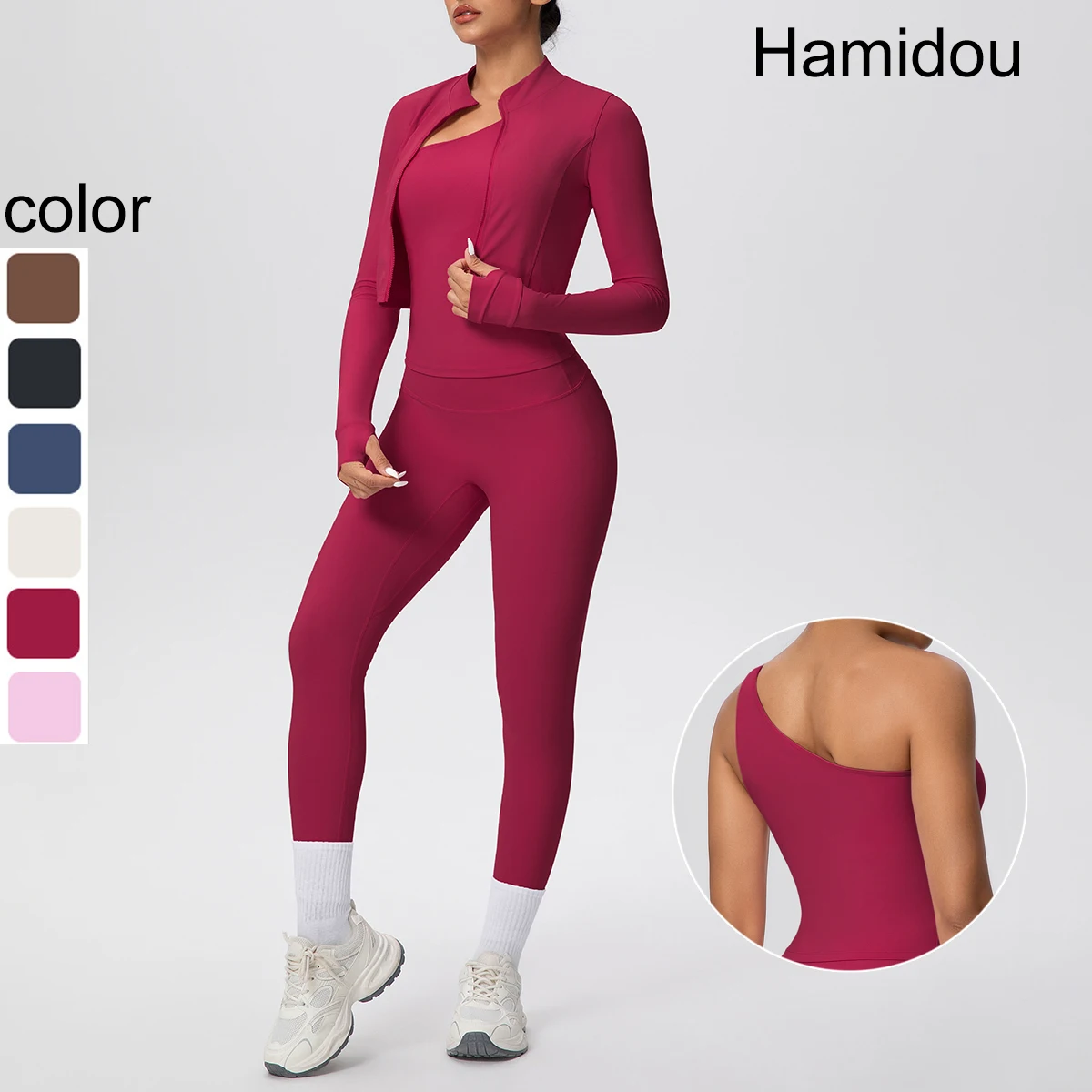 3点セット-ヨガウェア-スポーツジムセット-レディース-ジャージ-ランニングパンツ-ワークアウトウェア-長袖ジッパー付きジャケット-アスレチックウェア-ヨガベスト