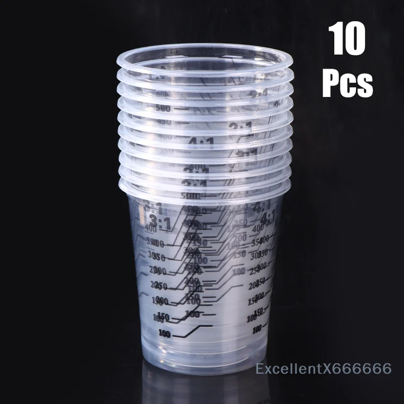 

10Pcs Measuring Cups for Paint-Mixing, 500ml, Clear & Disposable Plastic