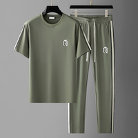 Men's Casual Sportswear Set, Summer Fashion 2-Piece co ord set With Short Sleeve T-Shirt & Side Stripe Pants