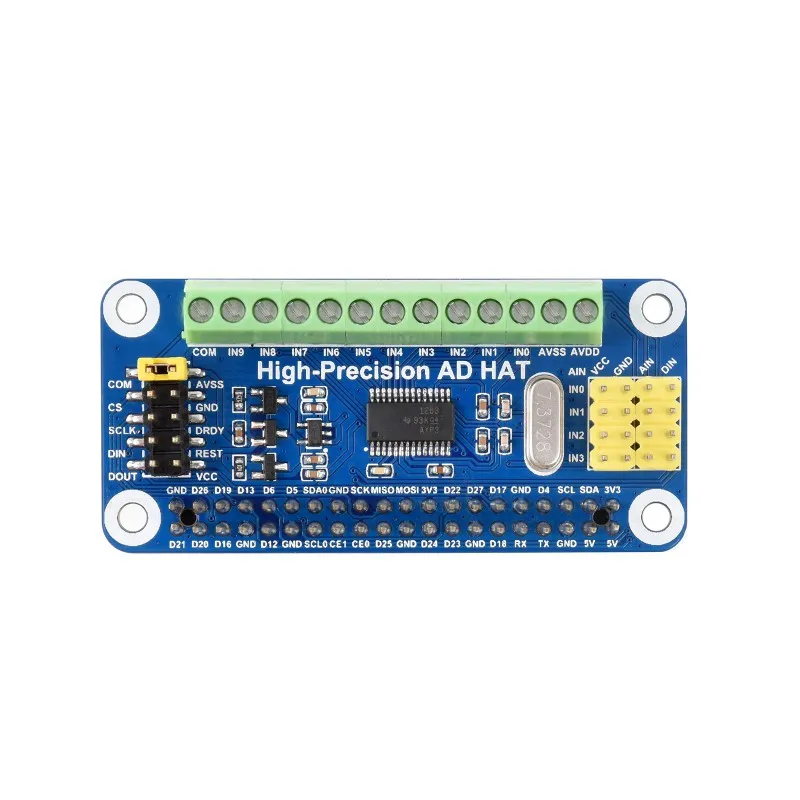 Precyzyjna czapka reklamowa dla Raspberry Pi, ADS1263 10-Ch 32-bitowy ADC