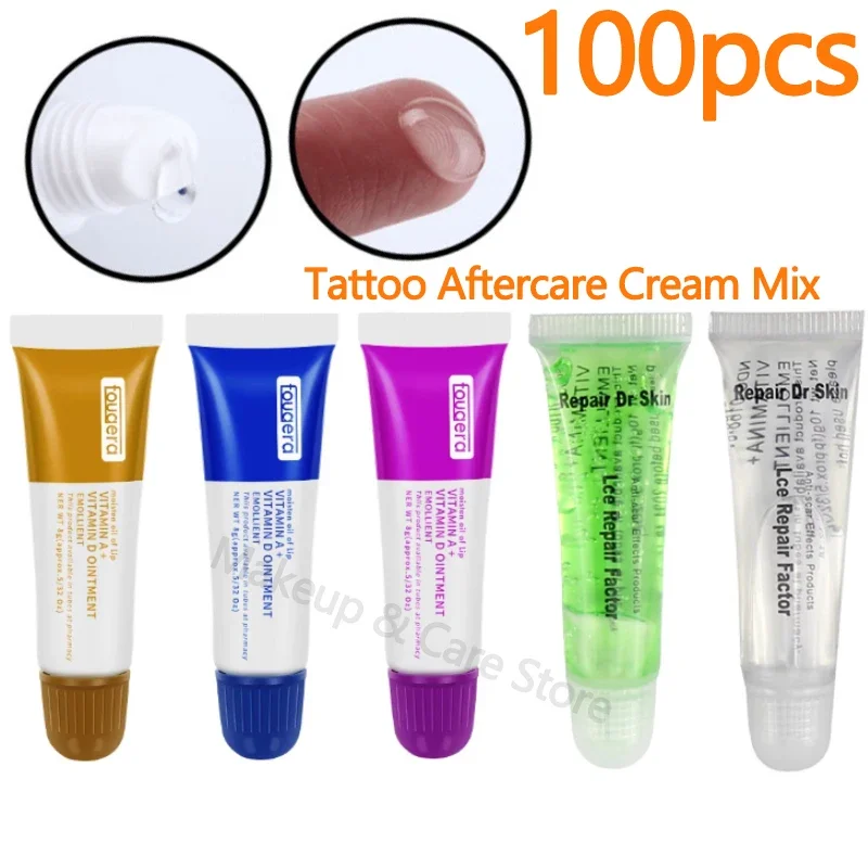 Ungüento de vitamina Fougera para después del cuidado de tatuajes, crema reparadora anticicatrices A & D para maquillaje permanente, suministros para el cuidado del tatuaje, 100 piezas