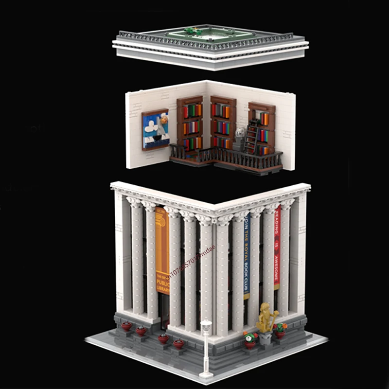 NEW 2481PCS City Hot Selling Street View Moc The Grand Public Library model DIY creative ideas Children Toy birthday Gift Blocks