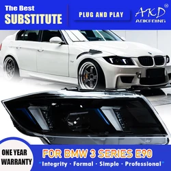 AKD Head Lamp for BMW E90 LED Headlight 2005-2012 Headlights 320i 325i 318i DRL Turn Signal High Beam Angel Eye Projector Lens