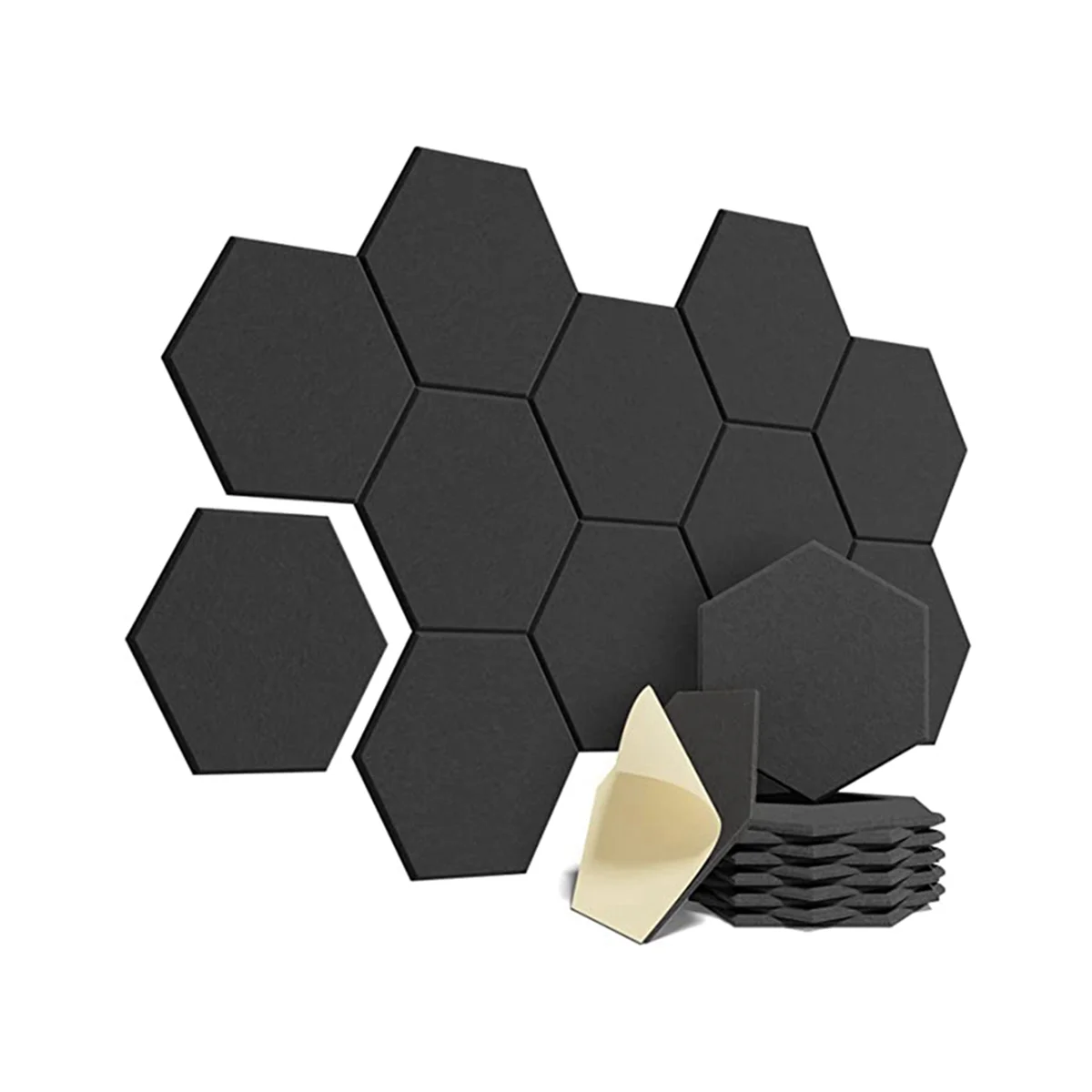 12-Piece Self-Adhesive Acoustic Foam Panel, Acoustic Panel, Hexagonal Wall Panel, for Wall Sound Absorption