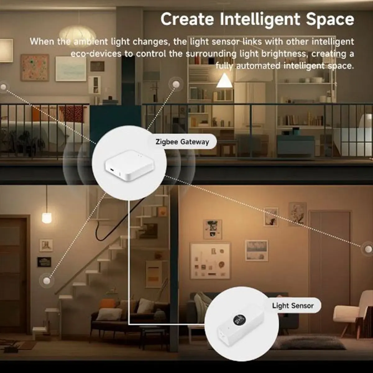 Fashion Tuya ZigBee Light Sensor Luminance Sensor Beam Sensor Real-Time Luminance Detection Smart Home Automation App Control