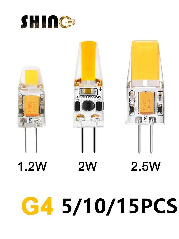 

5-15 светодиодный т. 2023 новая светодиодная мини-лампа G4 из силикагеля AC/DC12V COB светильник ый белый свет без стробоскопической замены галогеновой лампы 20 Вт