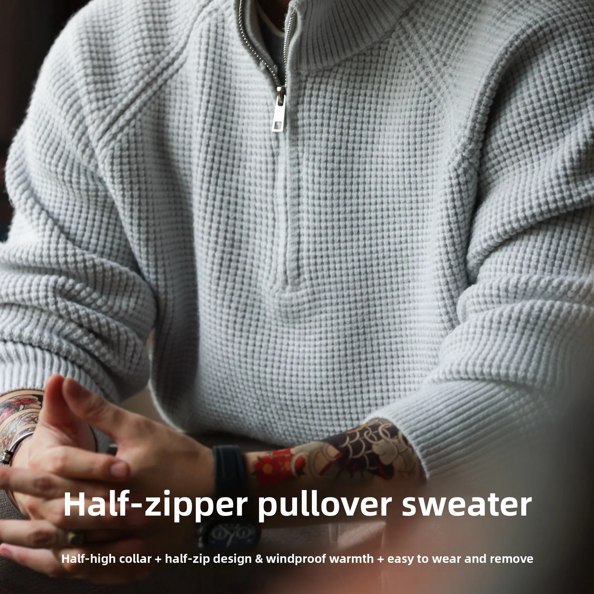 

Мужской утепленный вязаный свитер на молнии с воротником-стойкой, зимний теплый топ большого размера в американском ретро-стиле, повседневный свободный крой