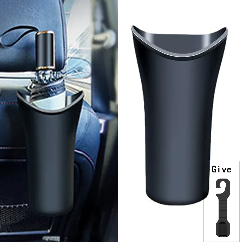 Schwarz Multifunktionale Auto Regenschirm Lagerung Eimer Kunststoff Halter Barrel mit Haken Universal Auto Müll Lagerung Box