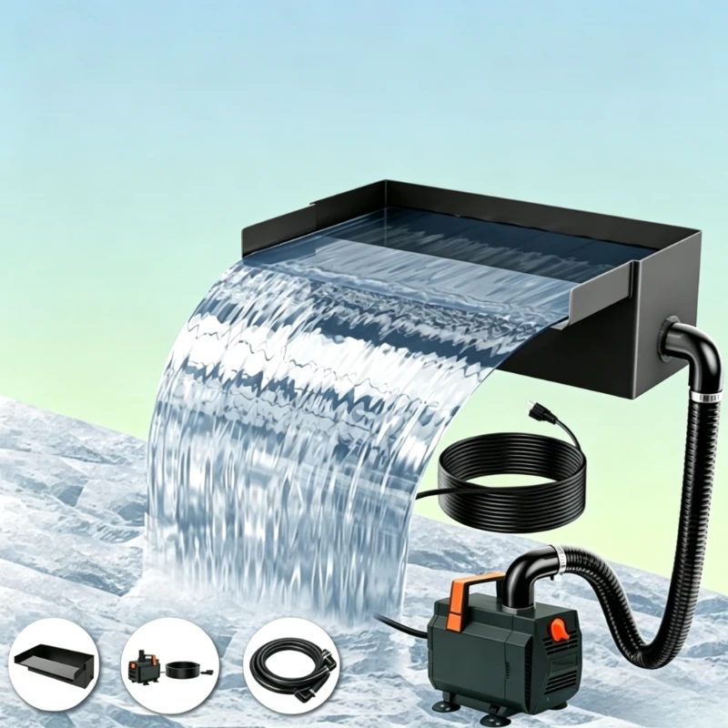 1set Stainless Steel Pond Waterfall Spillway for Garden Outdoor Ponds and Streams Large Capacity Pond Waterfall Box