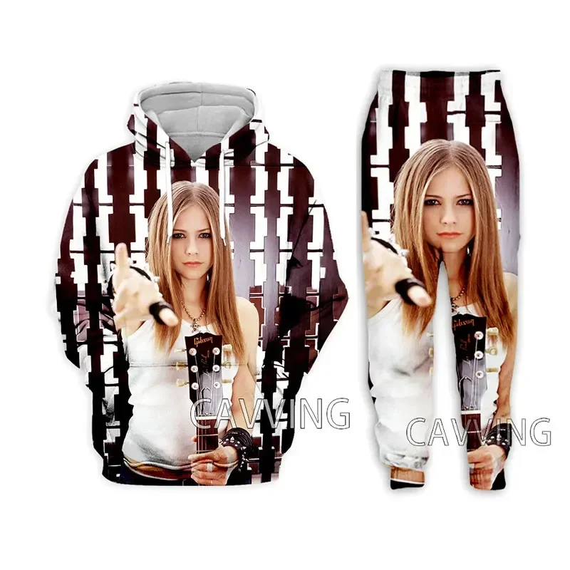 

New Fashion Women/Men's 3D Print Avril Lavigne Hooded Sweatshirts + Pants Trouser Suit Clothes Two-Pieces Sets