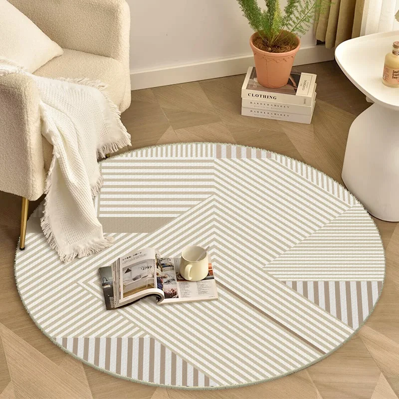 Japanese style solid color round living room carpet bedroom chair cushion sofa tea table mat home hanging basket mat floor mat