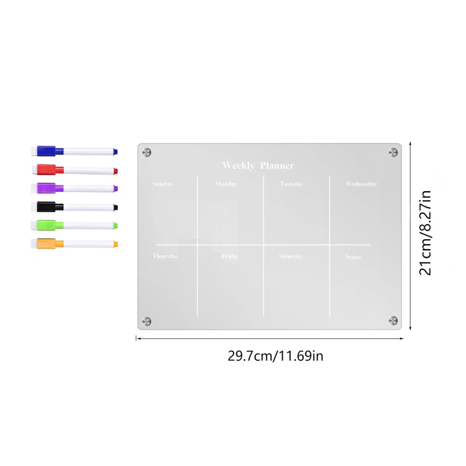 Fridge Magnet Calendar Board Weekly Planner Magnetic Reusable Dry Erase Board Schedule Clear Acrylic To-do List Message Sticker