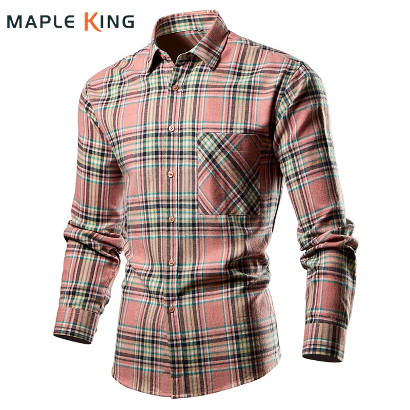 

Men Shirts 2024 Camisa Hombre Vintage Plaid Camisas Social Luxo Long Sleeve Cotton Pocket Designer Couple Cardigan Streetwear