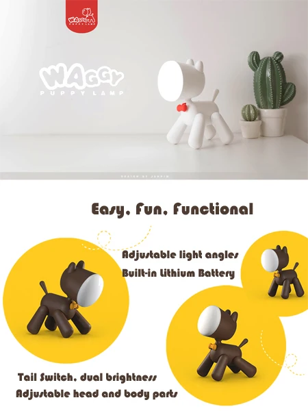 Switch Control Cute Baby Led Night Lights Dog Shape Rechargeable Cordless Table Lamp