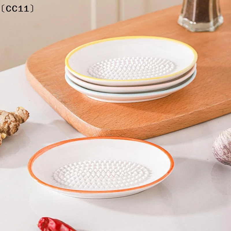 Japanese Style Ceramic Garlic Grater Plate Porcelain Ginger Wasabi Grinder With Spout Kitchen Tool For Making Paste〔CC11〕