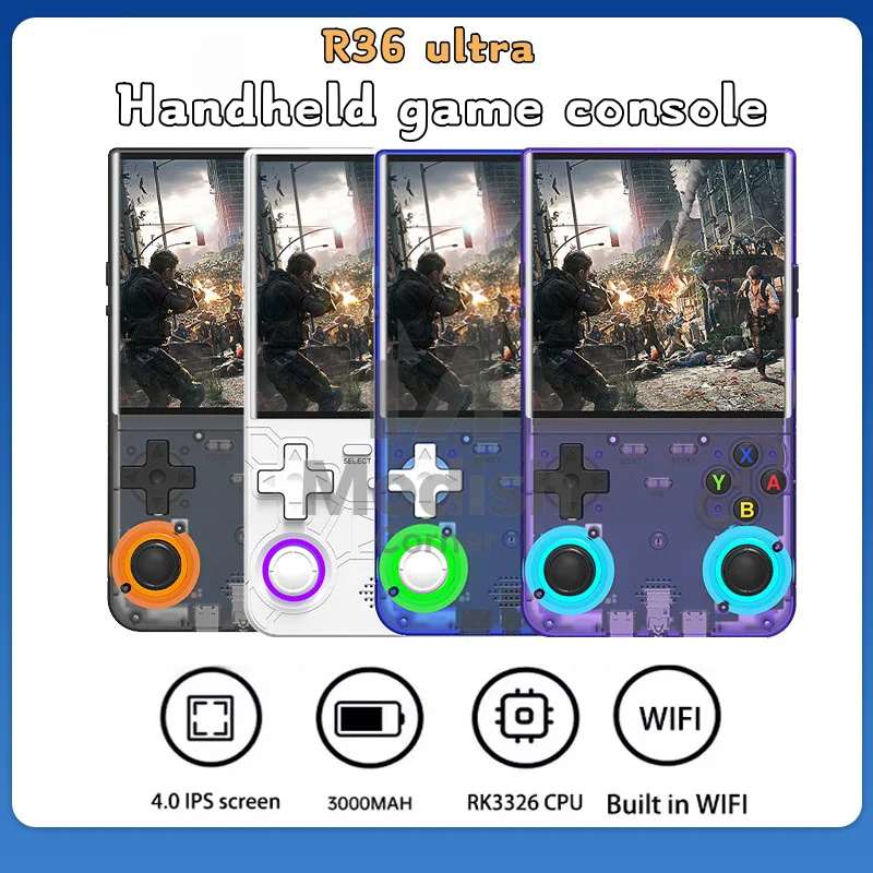 وحدة تحكم ألعاب فيديو محمولة ريترو R36 فائقة 4.0 بوصة شاشة IPS 128 جيجابايت ألعاب محملة مسبقًا مشغل جيب محمول مع نظام لينكس #1